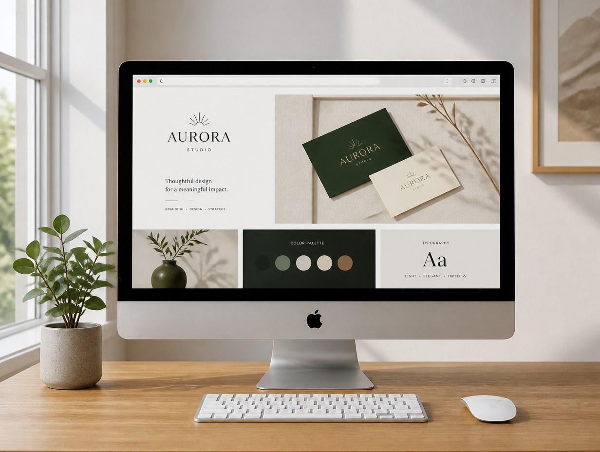 AI-generated browser window on imac mockup sample