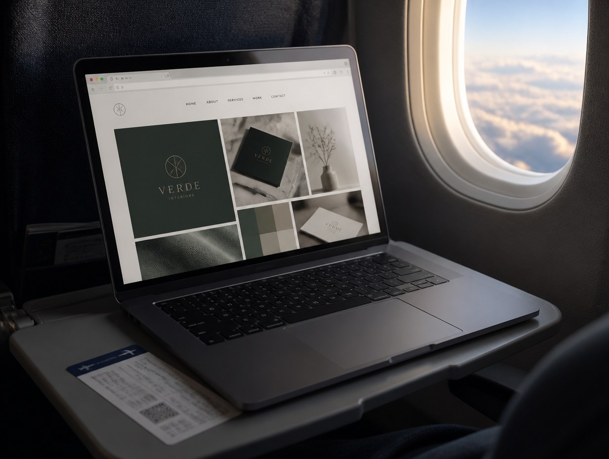 AI-generated browser window on laptop mockup sample