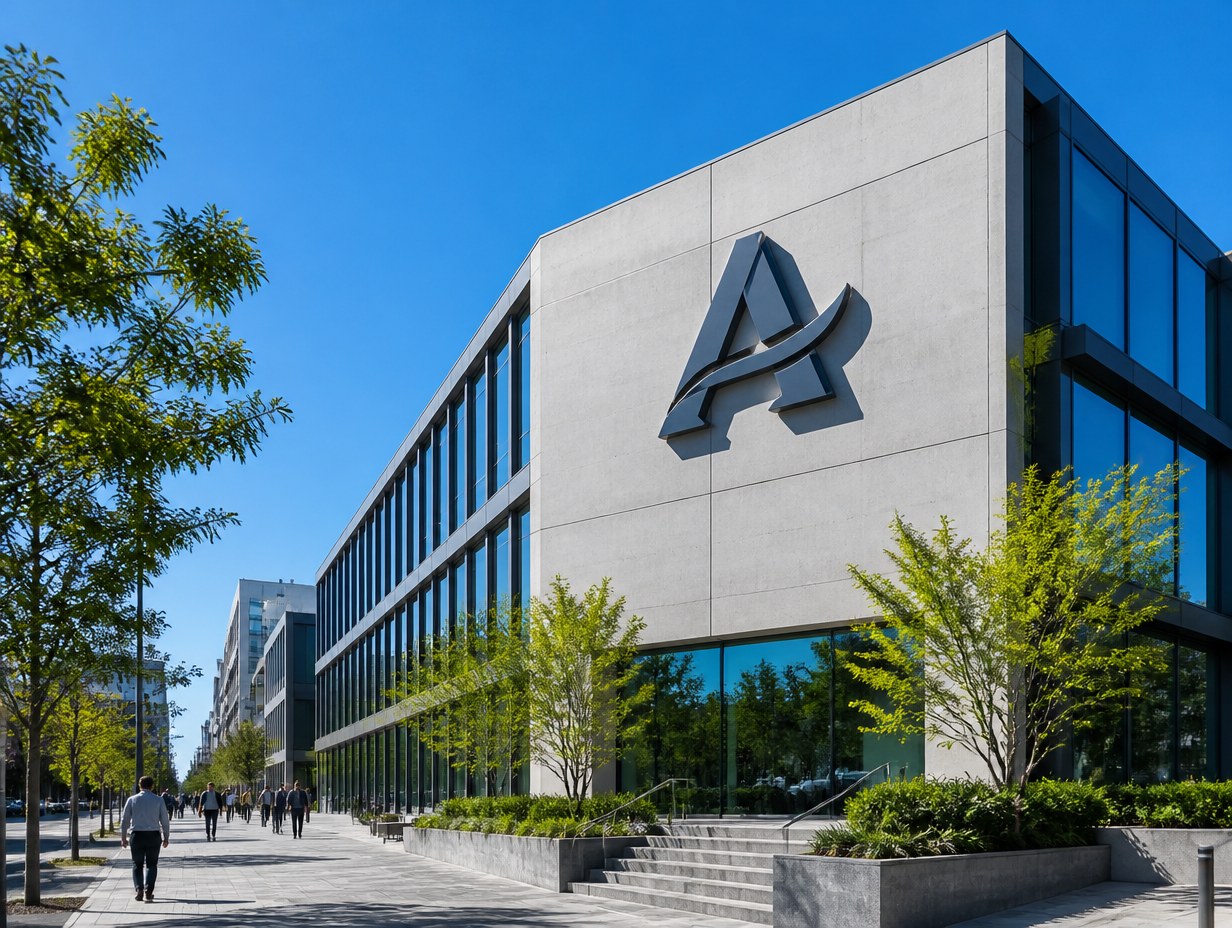 AI-generated building facade logo mockup sample