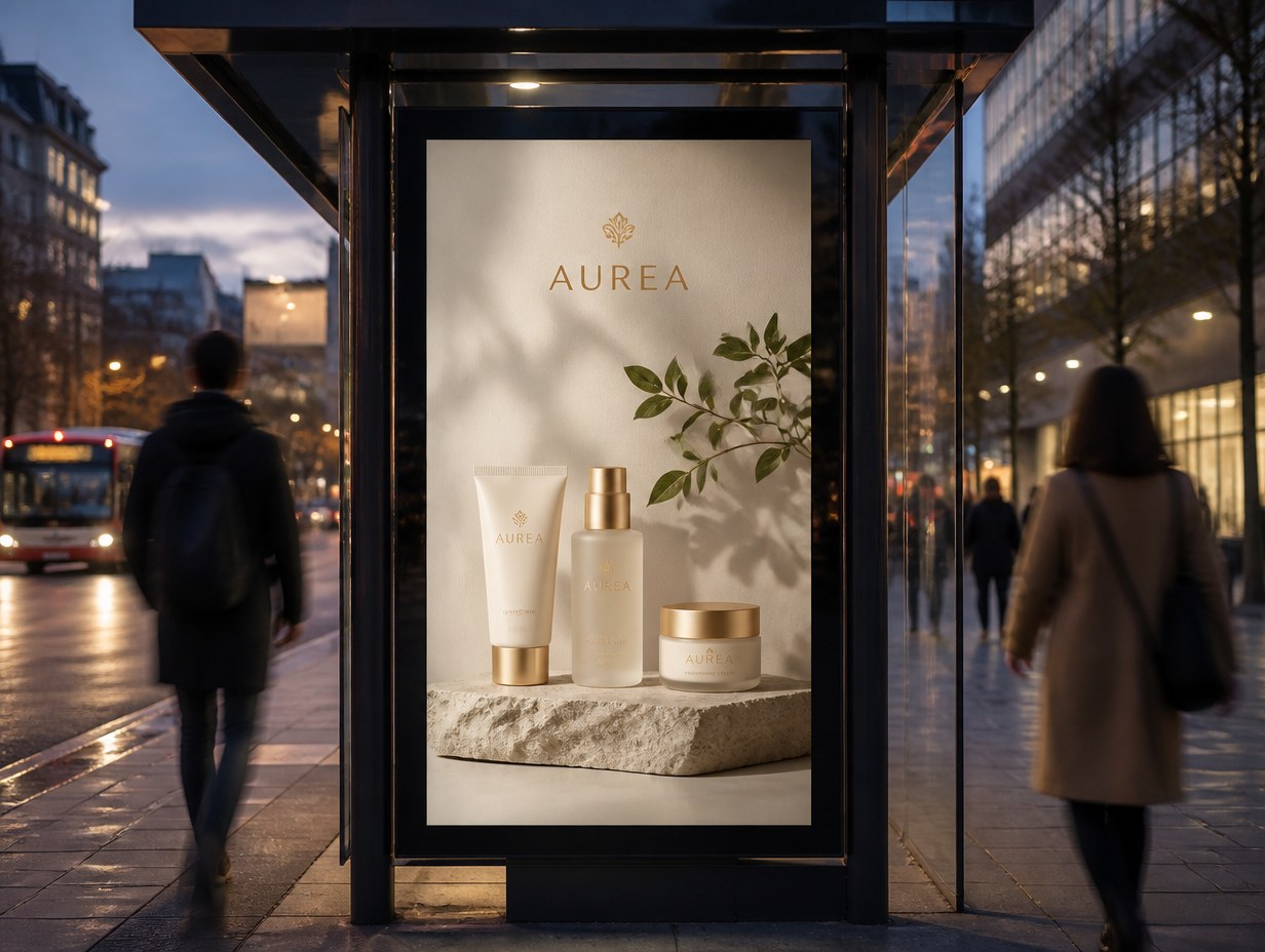 AI-generated bus stop ad mockup sample