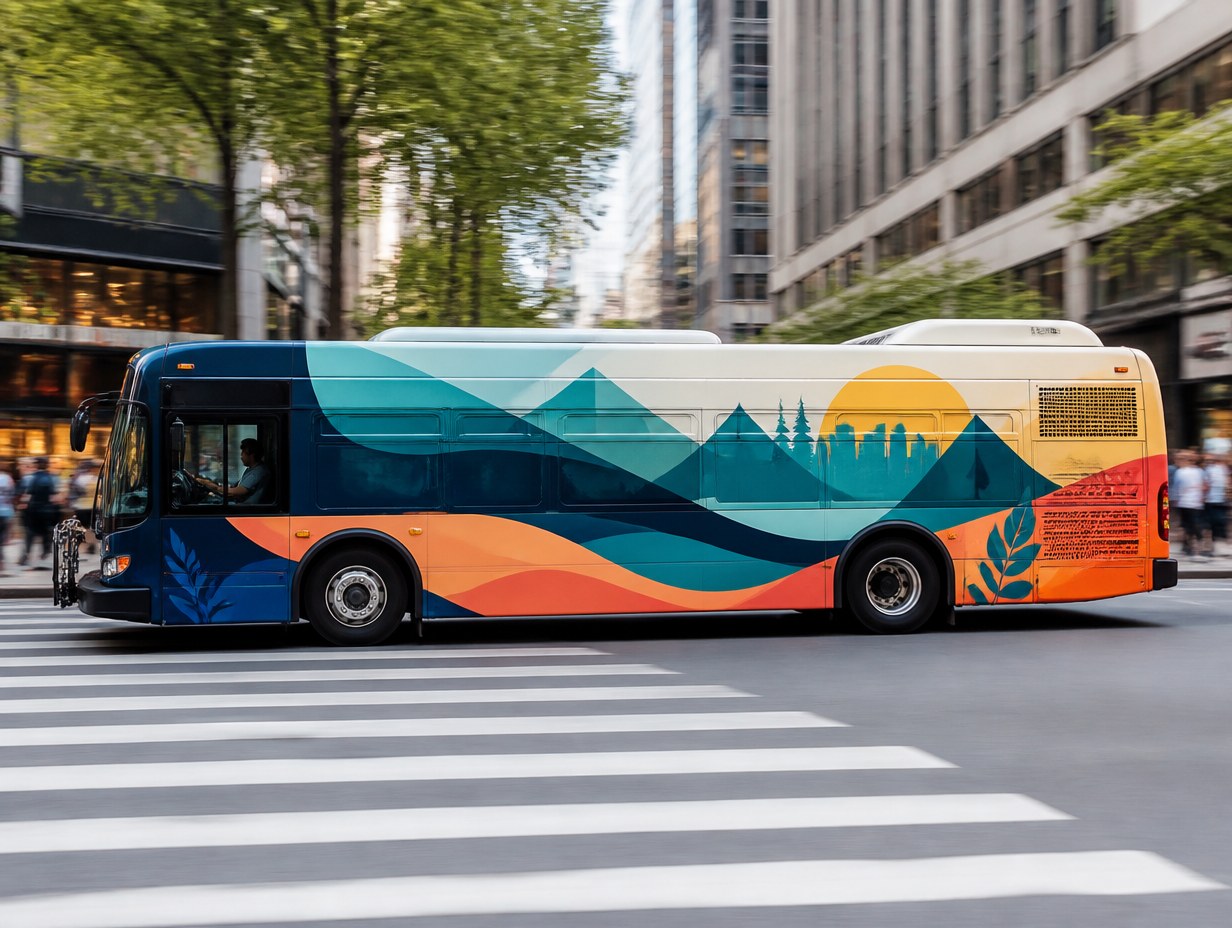 AI-generated bus wrap mockup sample