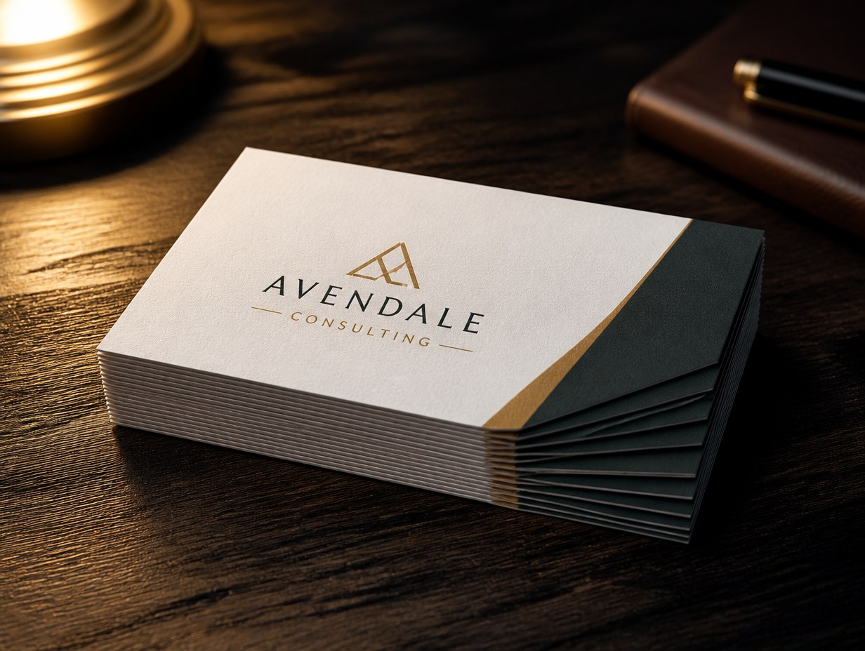 AI-generated business card stack mockup sample