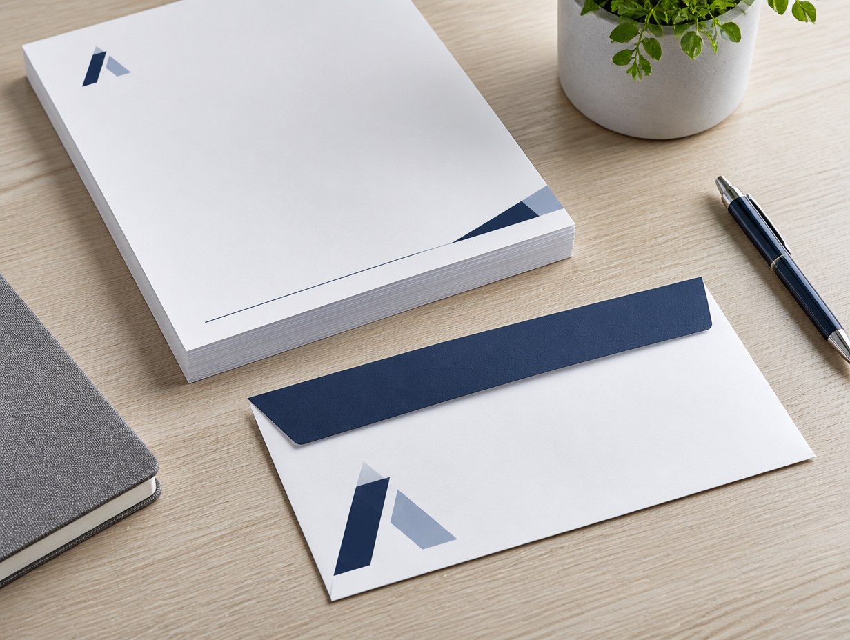 AI-generated business envelope mockup sample