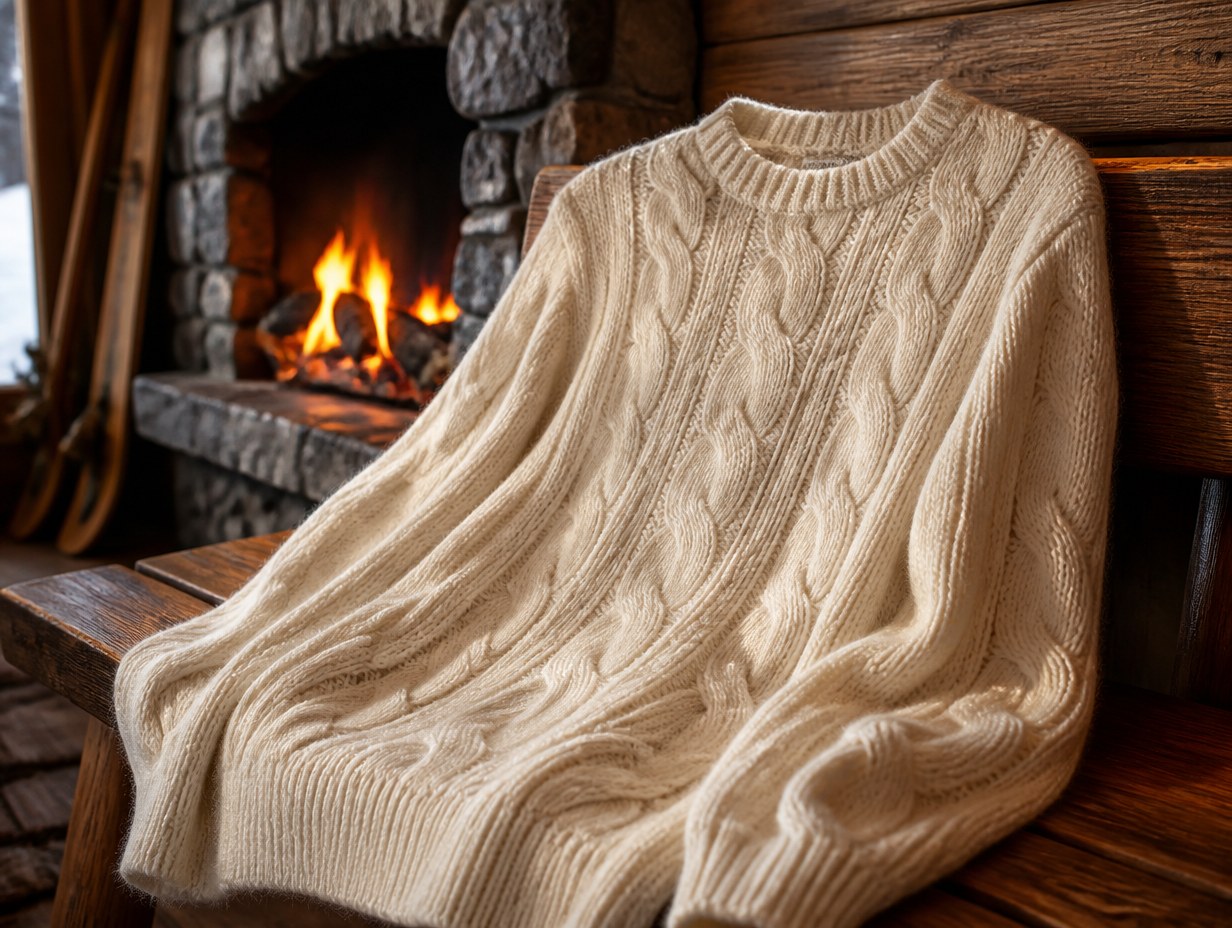 AI-generated cable knit sweater mockup sample