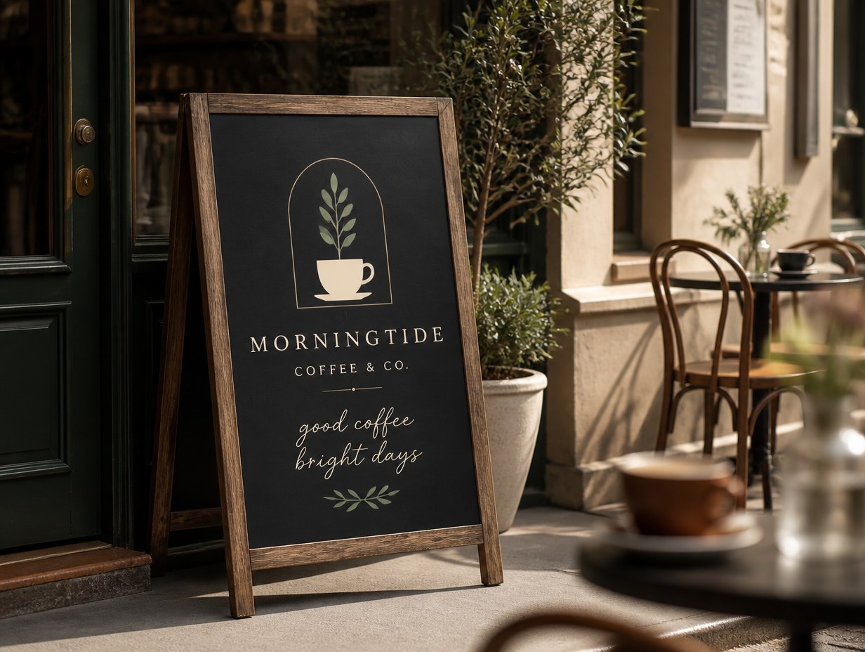 Café Chalkboard Sign mockup example