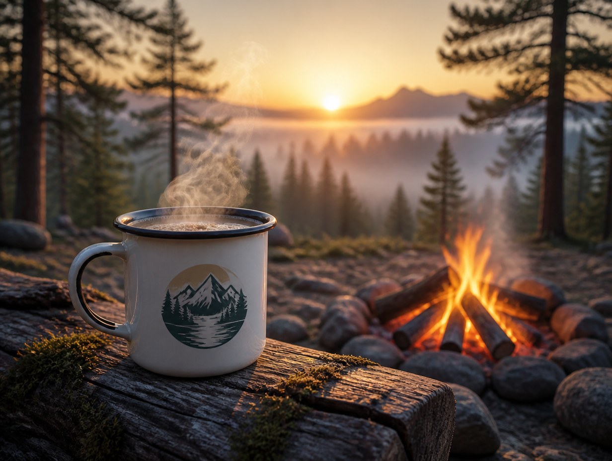 AI-generated camp mug mockup sample