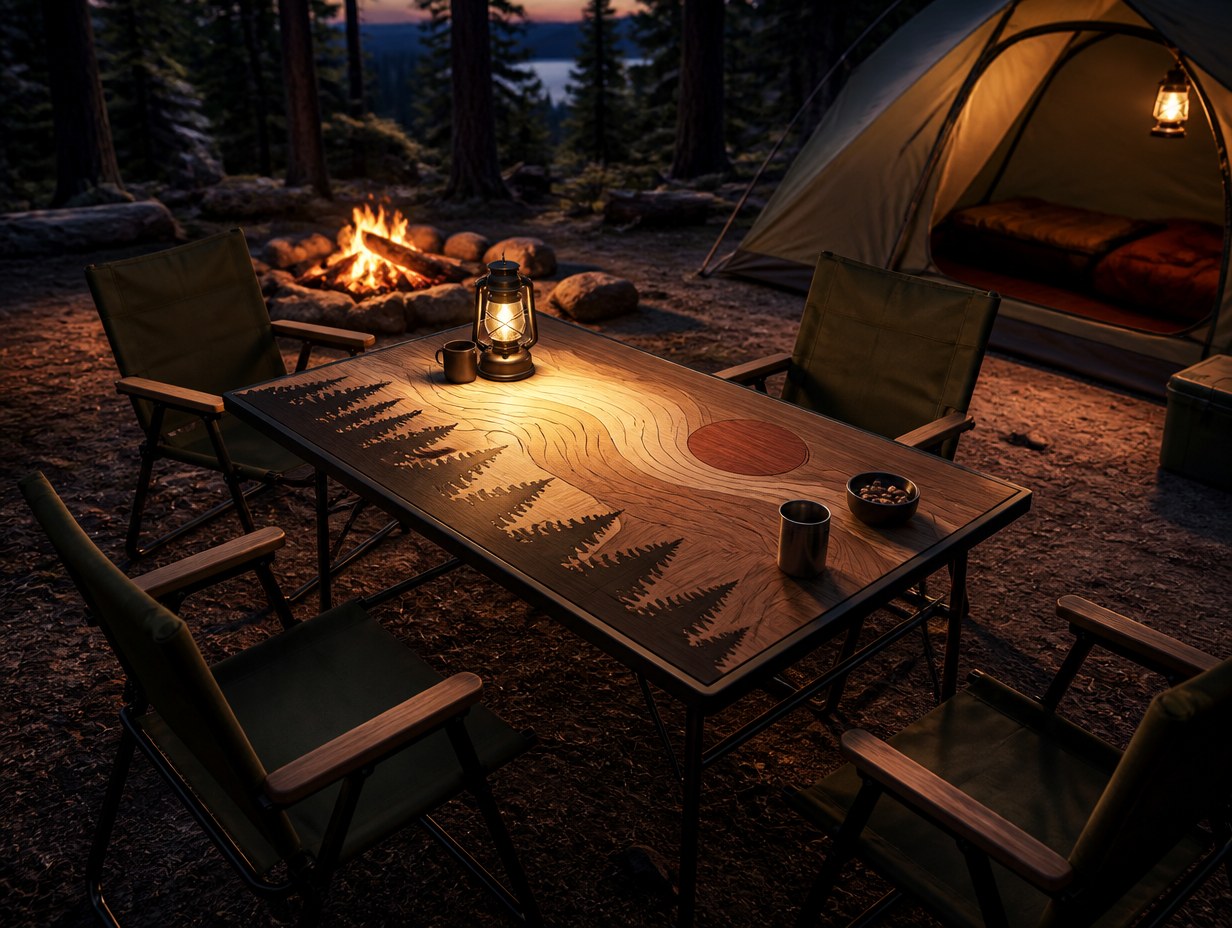 AI-generated camp table mockup sample