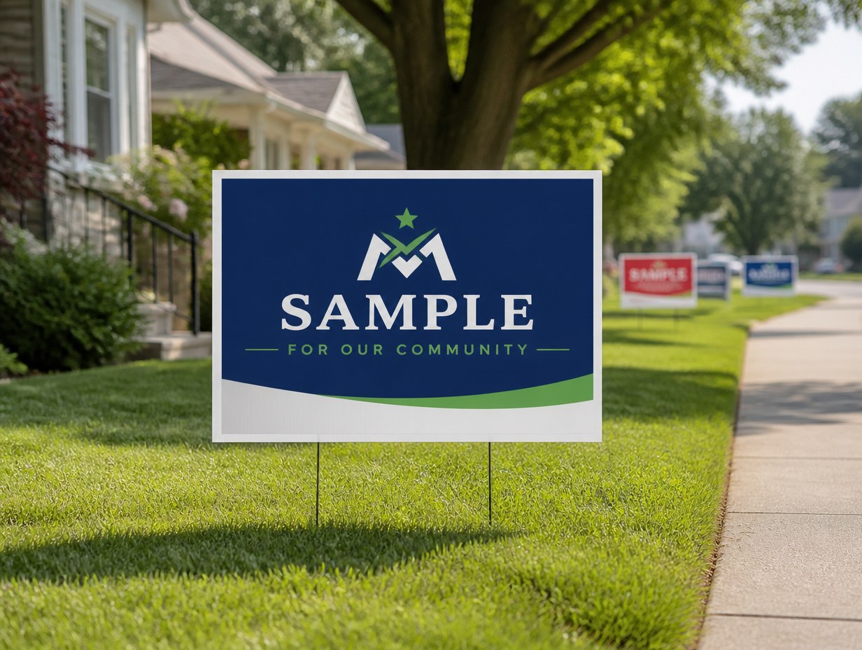 AI-generated campaign yard sign mockup sample