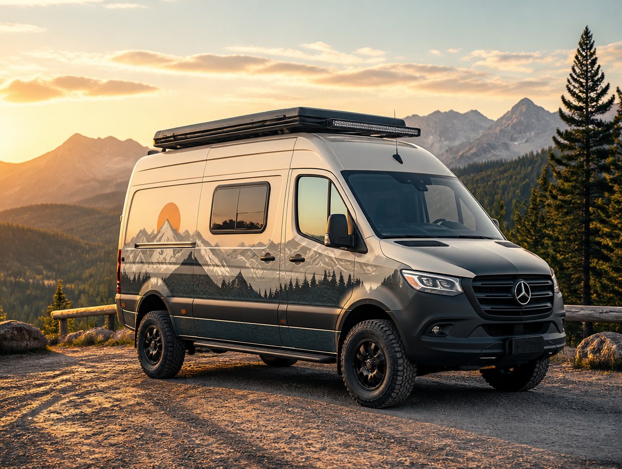 AI-generated camper van wrap mockup sample