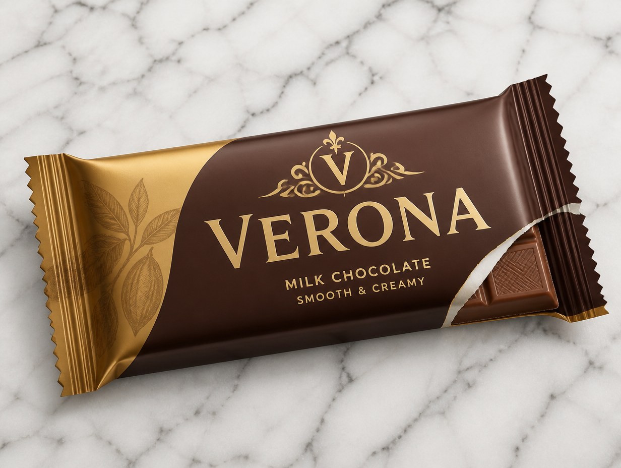 AI-generated candy bar wrapper mockup sample