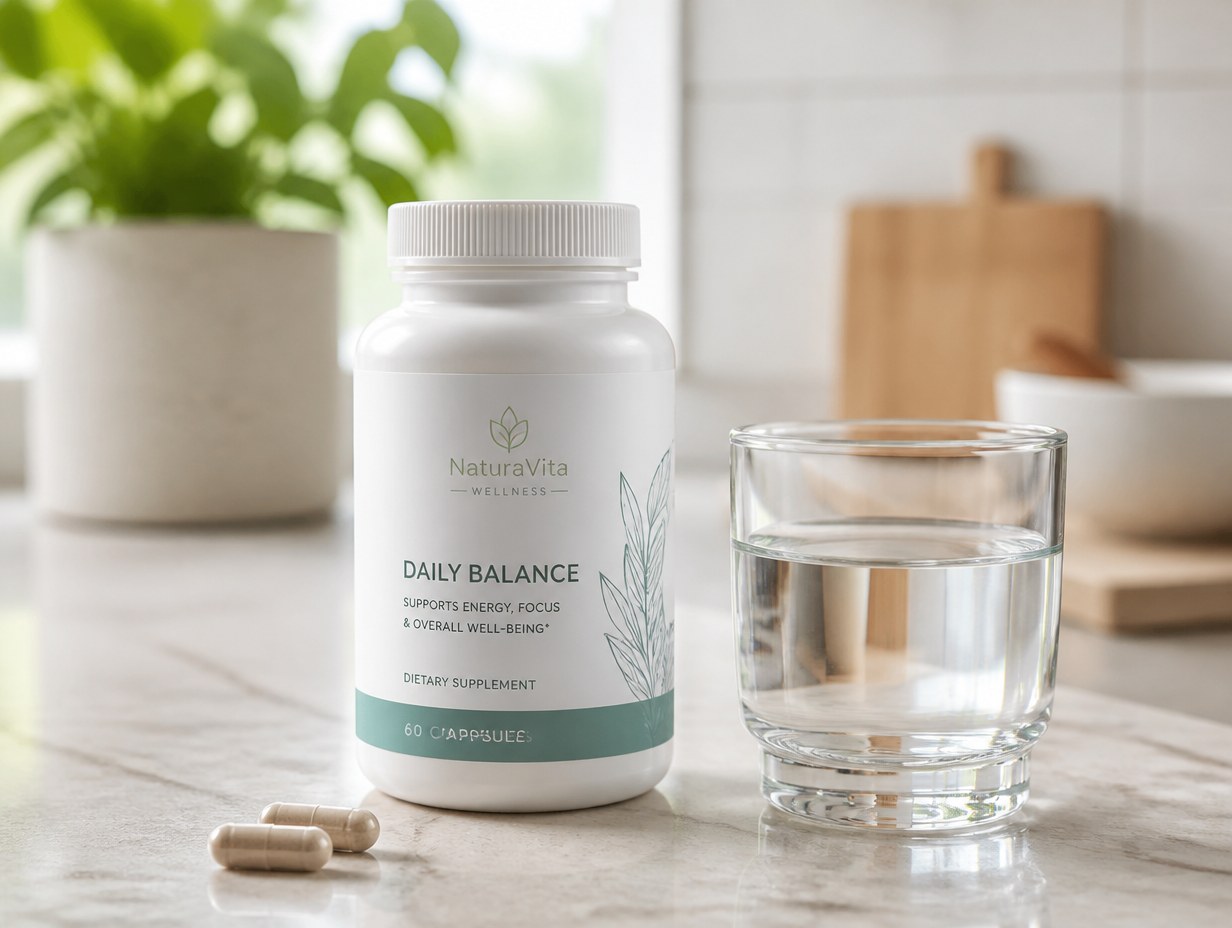 AI-generated capsule bottle label mockup sample