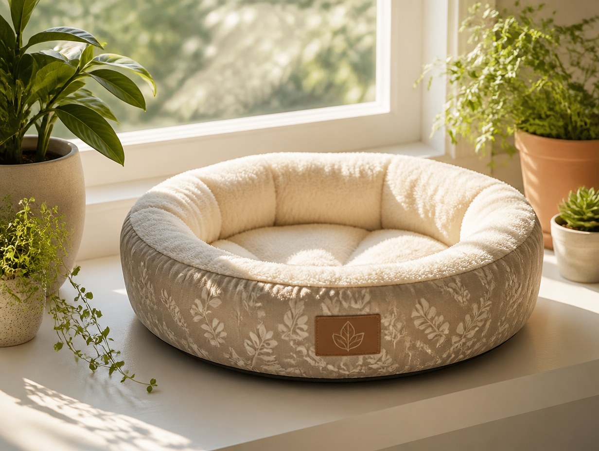 AI-generated cat bed mockup sample
