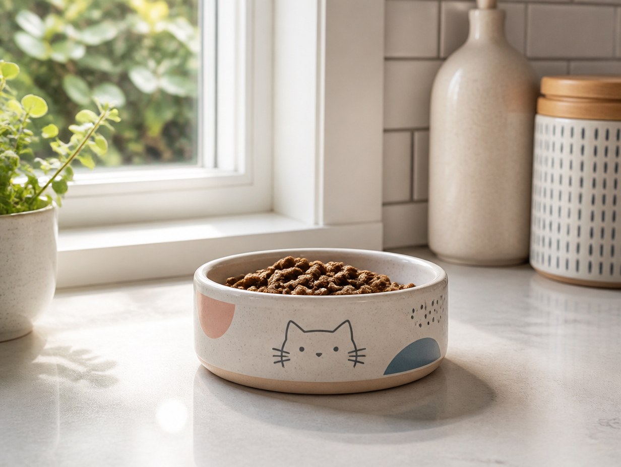 AI-generated cat bowl mockup sample
