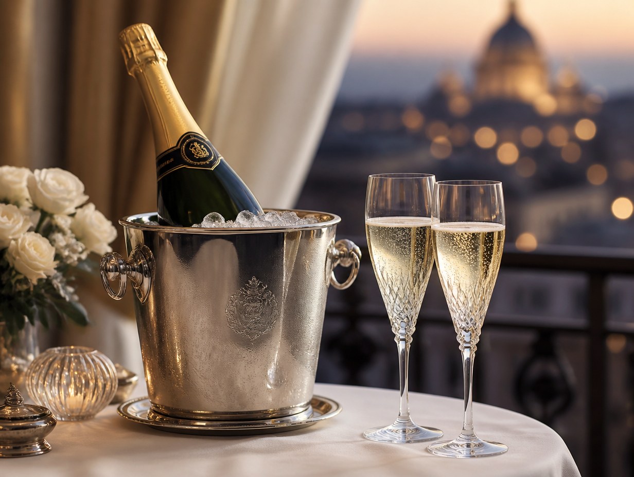 AI-generated champagne bottle mockup sample