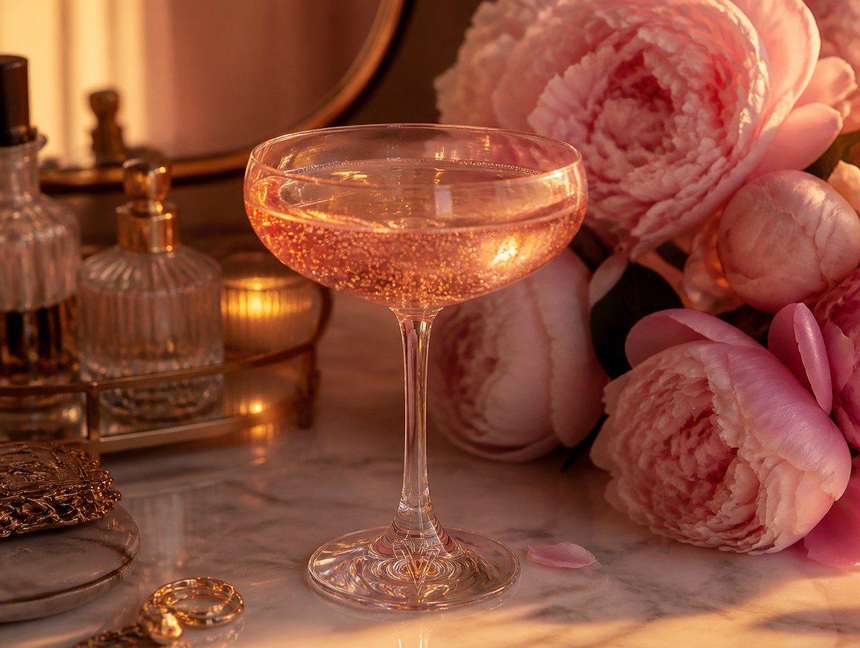 AI-generated champagne coupe mockup sample