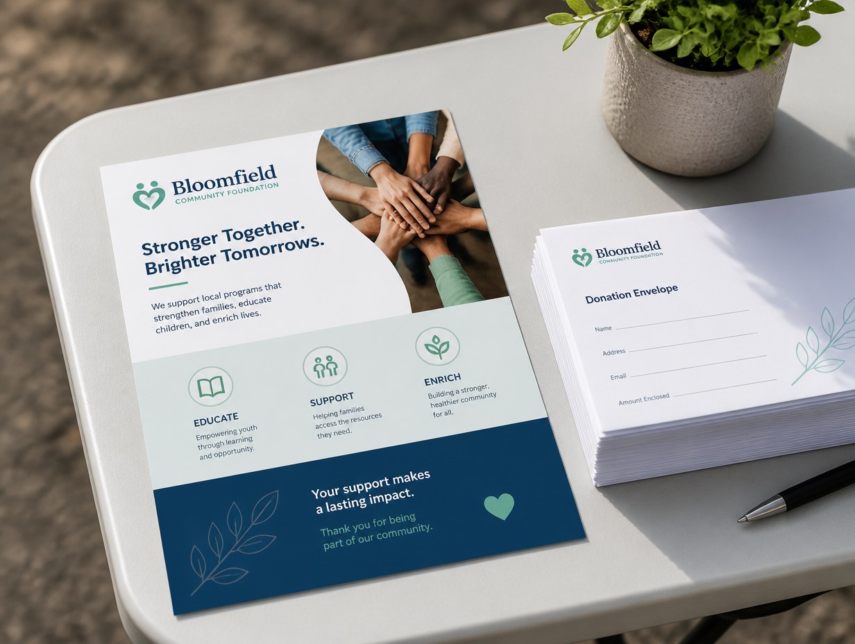 AI-generated charity flyer mockup sample