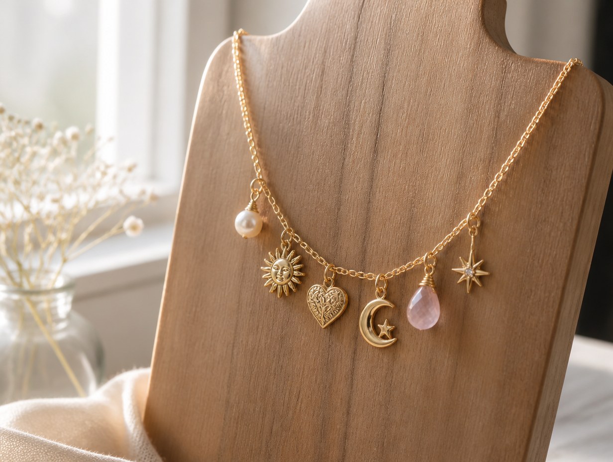 AI-generated charm necklace mockup sample
