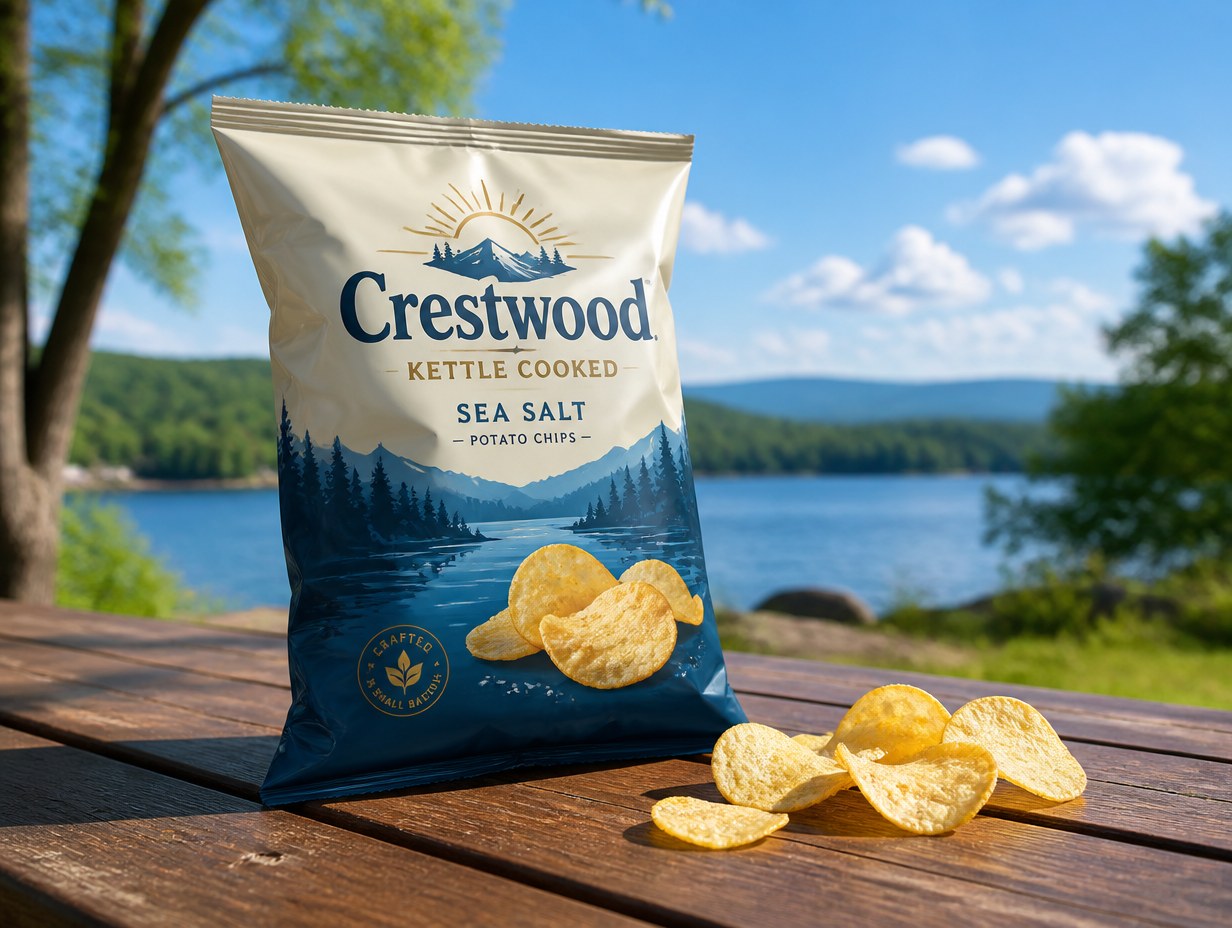 AI-generated chip bag mockup sample