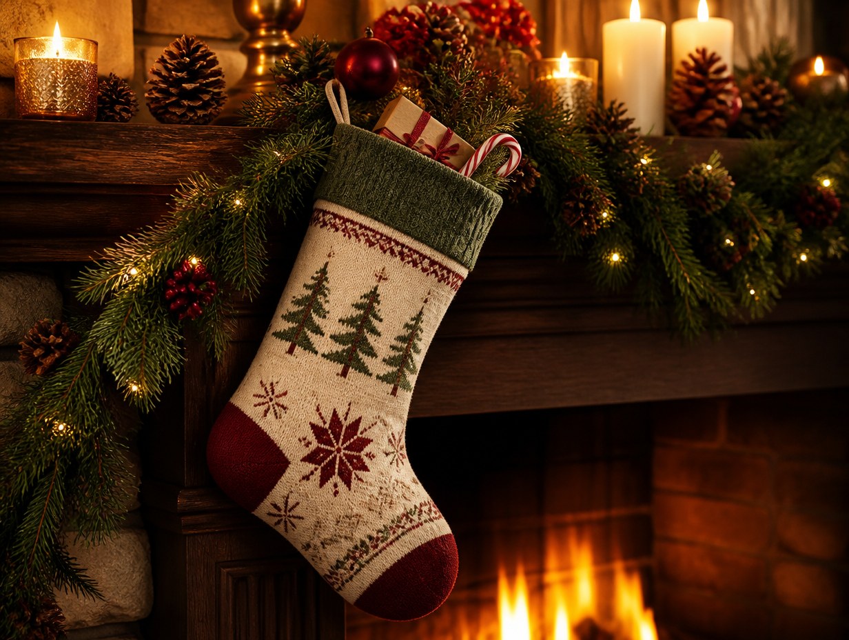 AI-generated christmas stocking mockup sample