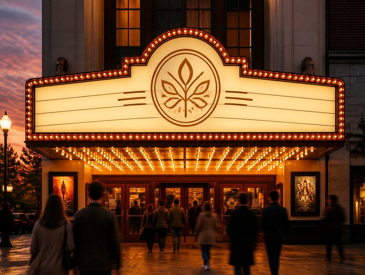 AI-generated cinema marquee mockup sample