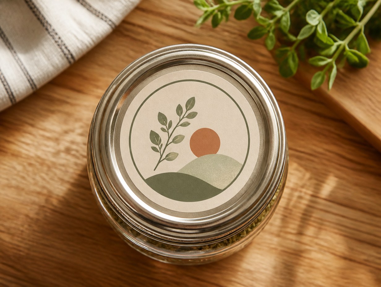 AI-generated circle label mockup sample