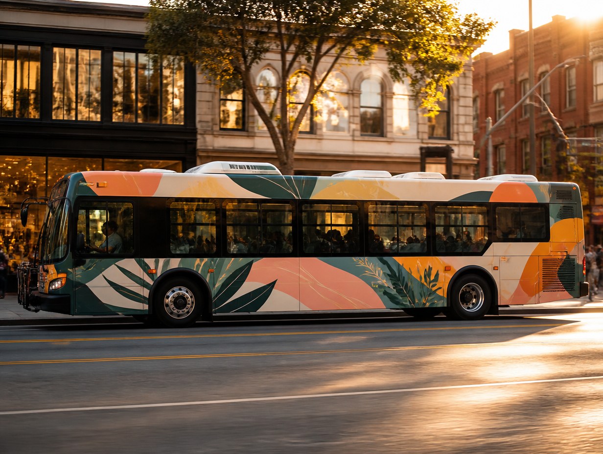 AI-generated city bus wrap mockup sample