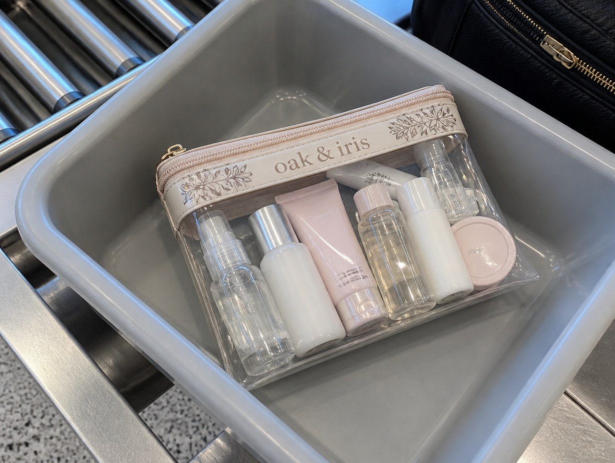 AI-generated clear makeup bag mockup sample