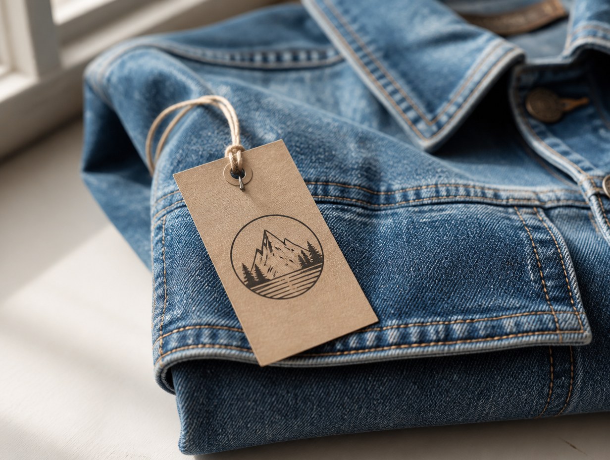 AI-generated clothing tag mockup sample