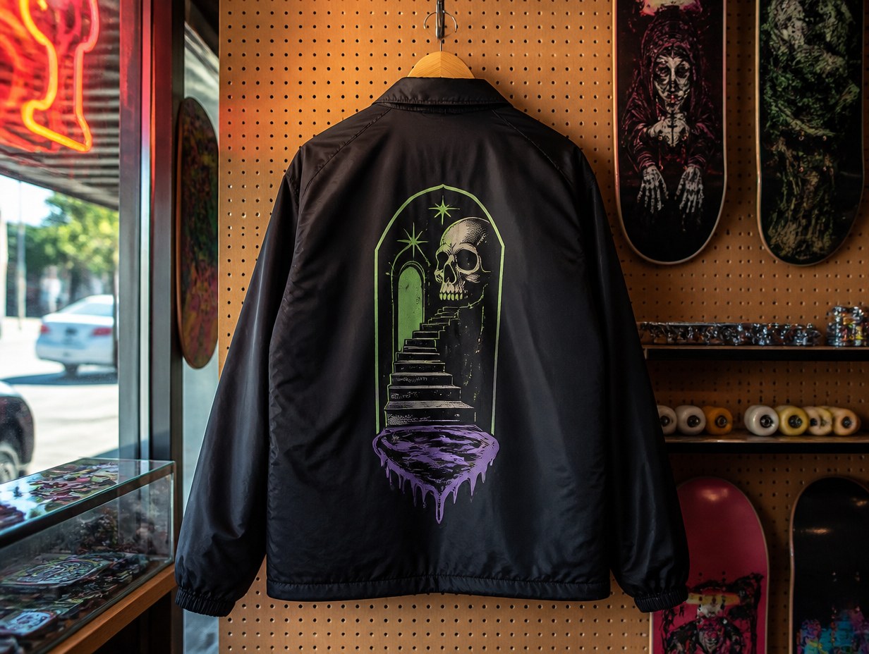 AI-generated coach jacket mockup sample