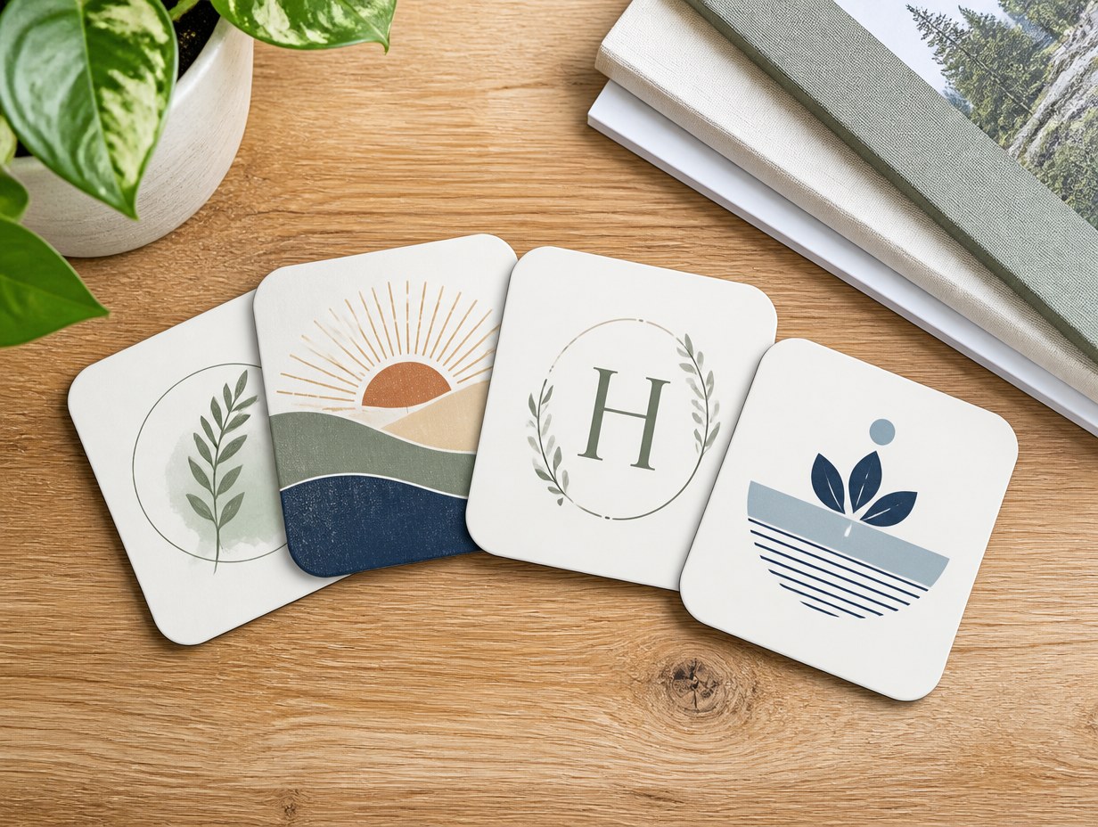 AI-generated coaster set mockup sample