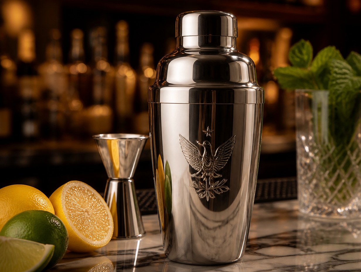 AI-generated cocktail shaker mockup sample