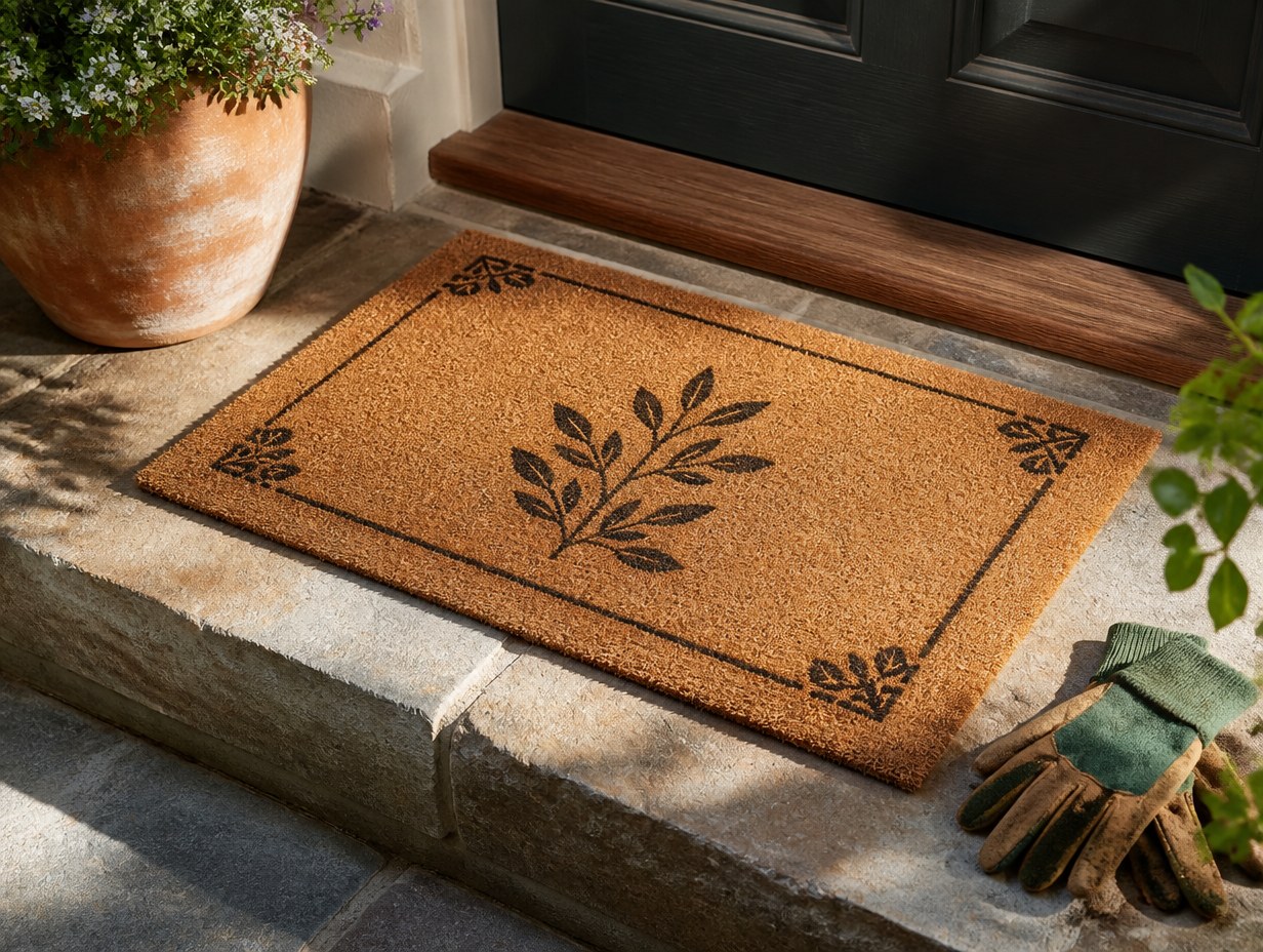 AI-generated coir doormat mockup sample