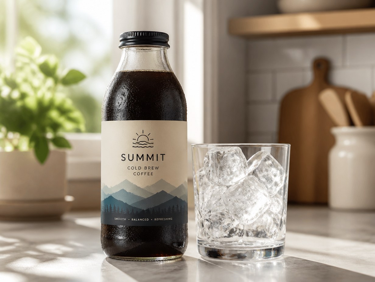 AI-generated cold brew label mockup sample