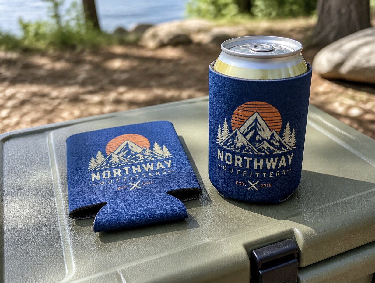 AI-generated collapsible koozie mockup sample
