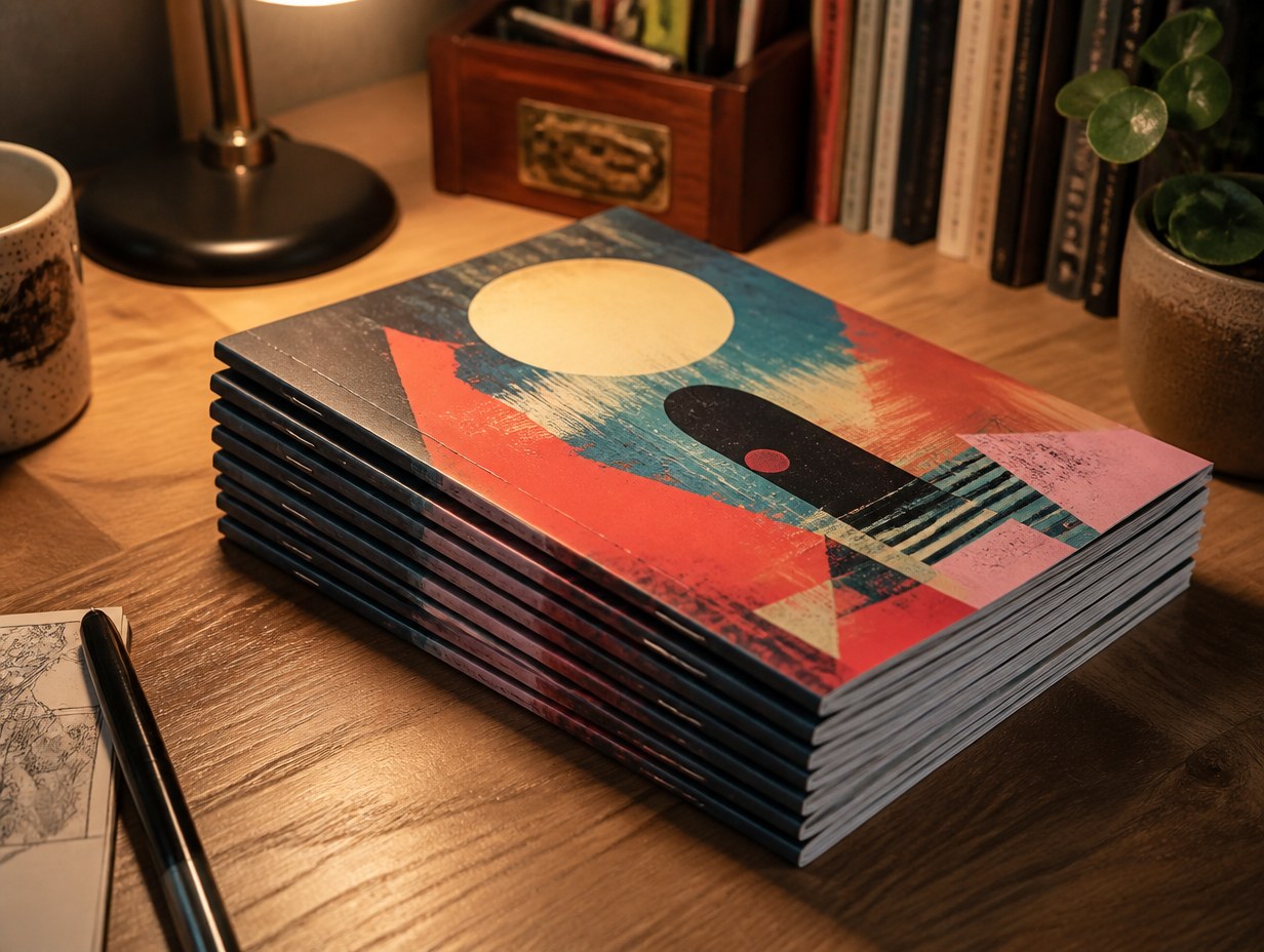 AI-generated comic book stack mockup sample