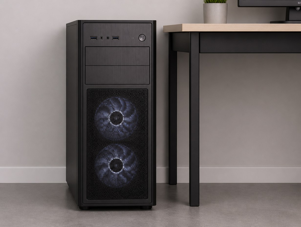AI-generated computer tower mockup sample