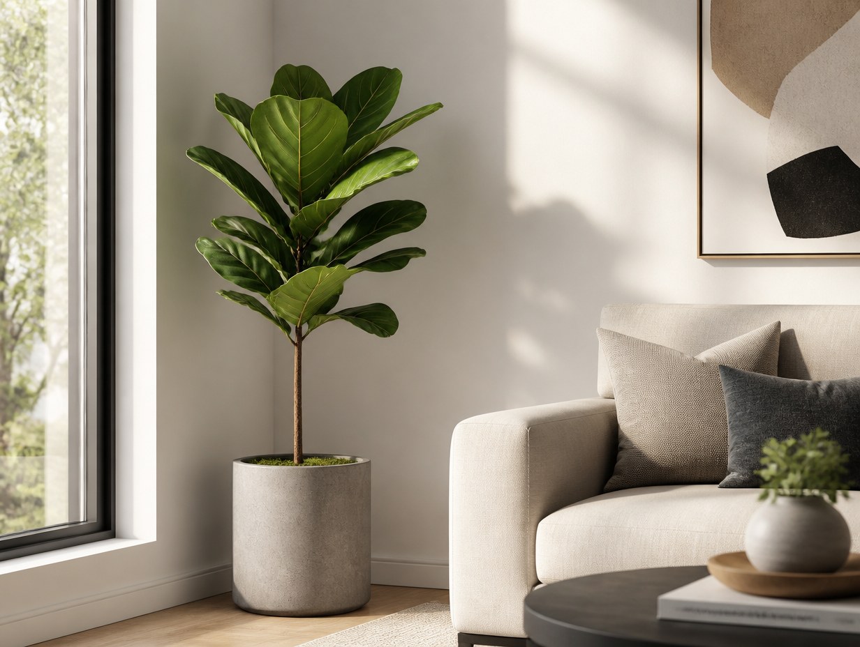 AI-generated concrete planter mockup sample
