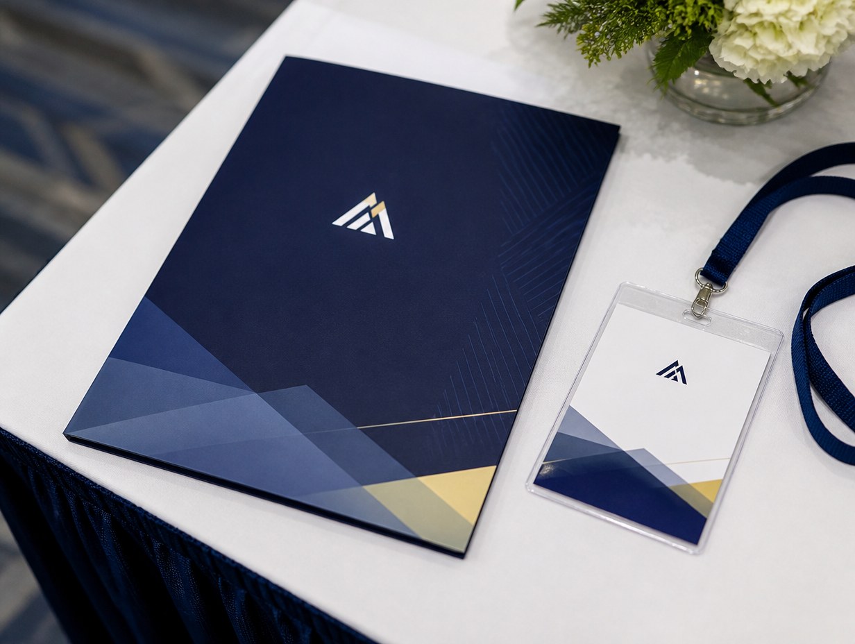 AI-generated conference folder mockup sample