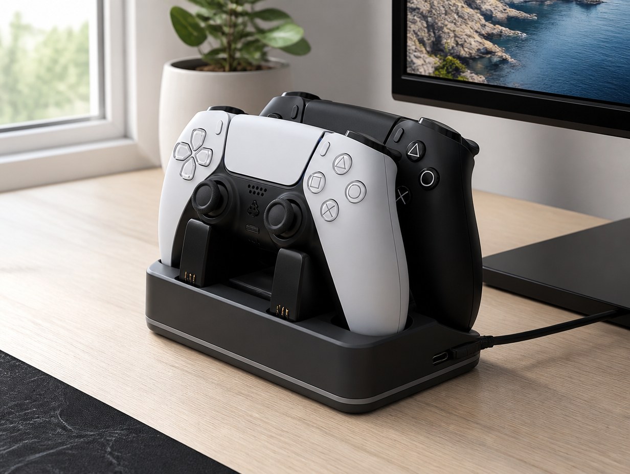 AI-generated controller charging dock mockup sample
