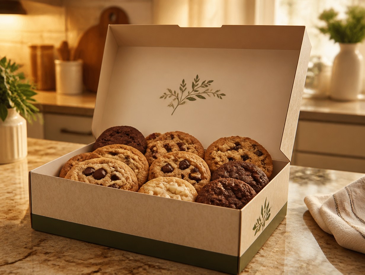 AI-generated cookie box mockup sample