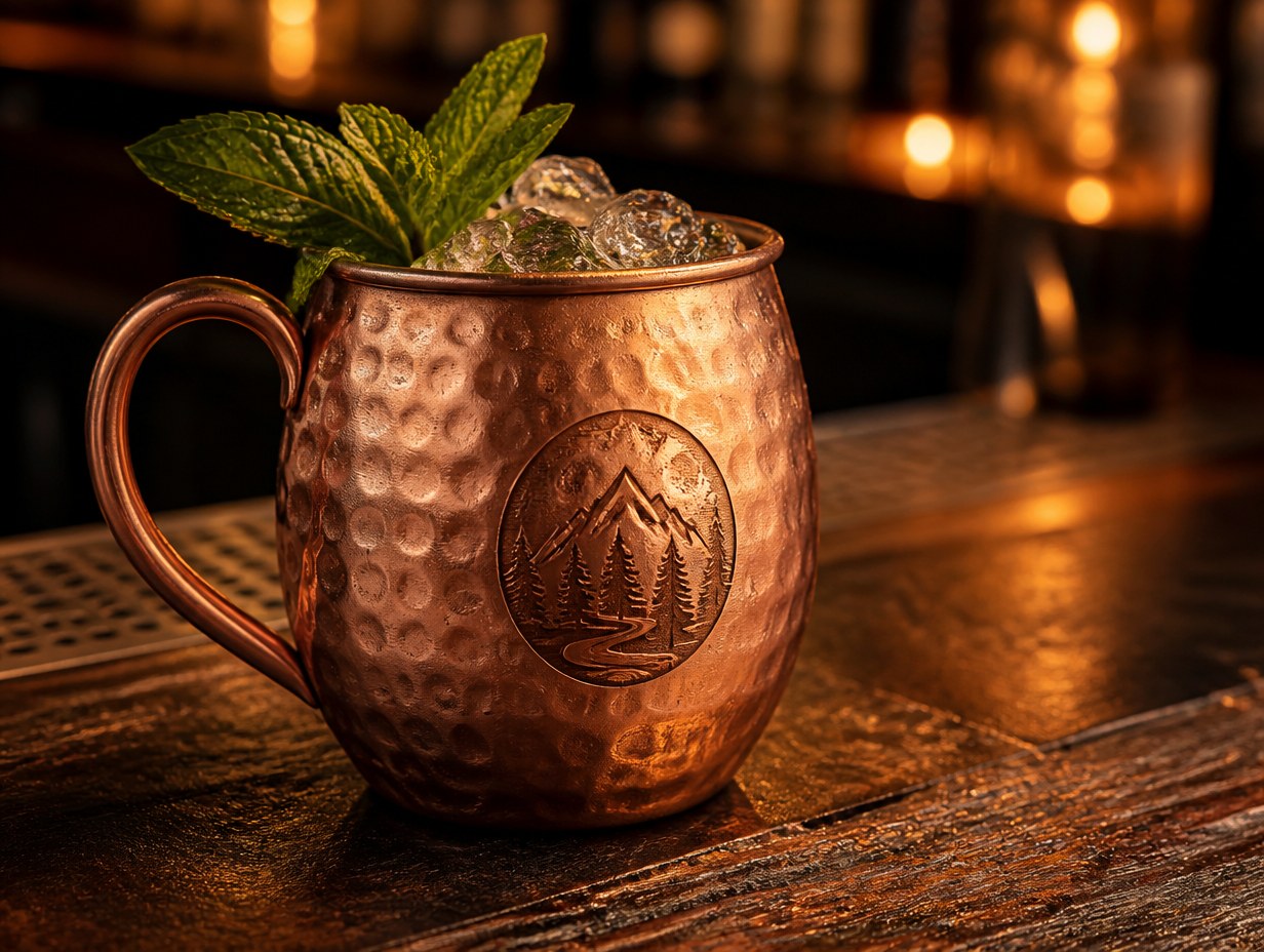 AI-generated copper mug mockup sample