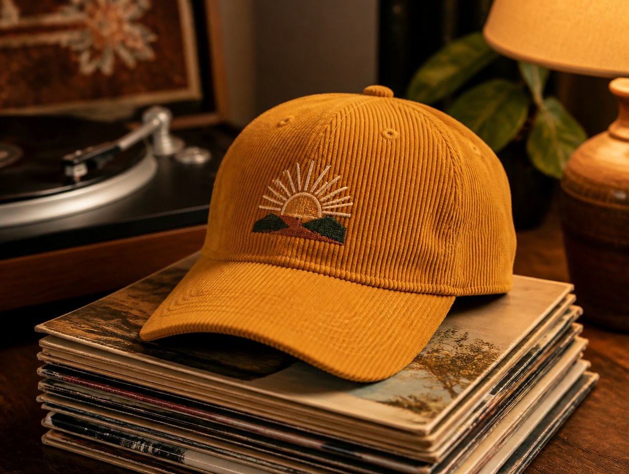 AI-generated corduroy cap mockup sample
