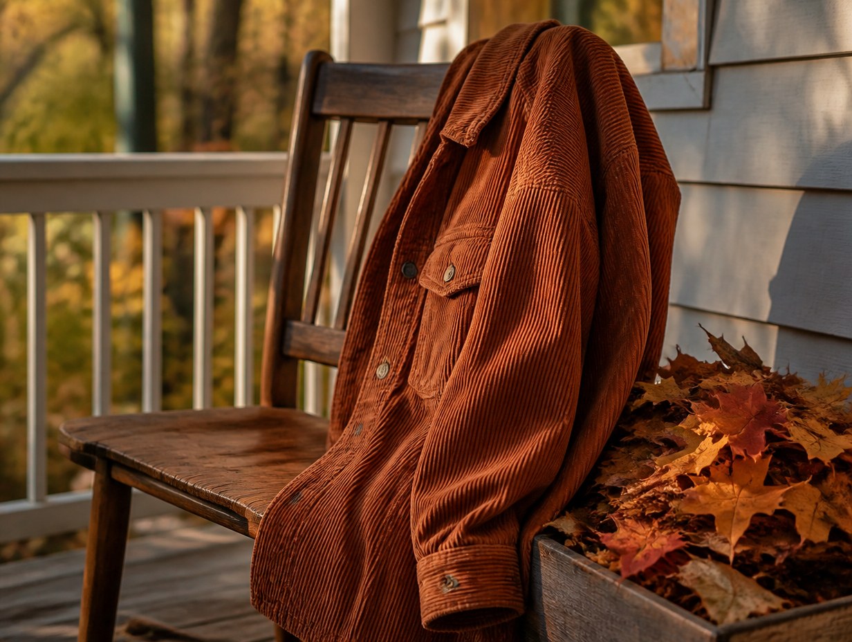 AI-generated corduroy jacket mockup sample