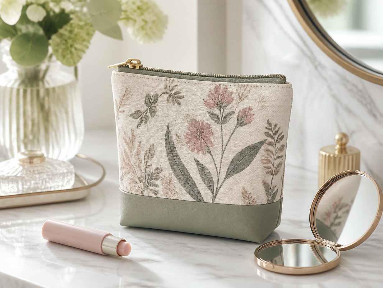 AI-generated cosmetic pouch mockup sample
