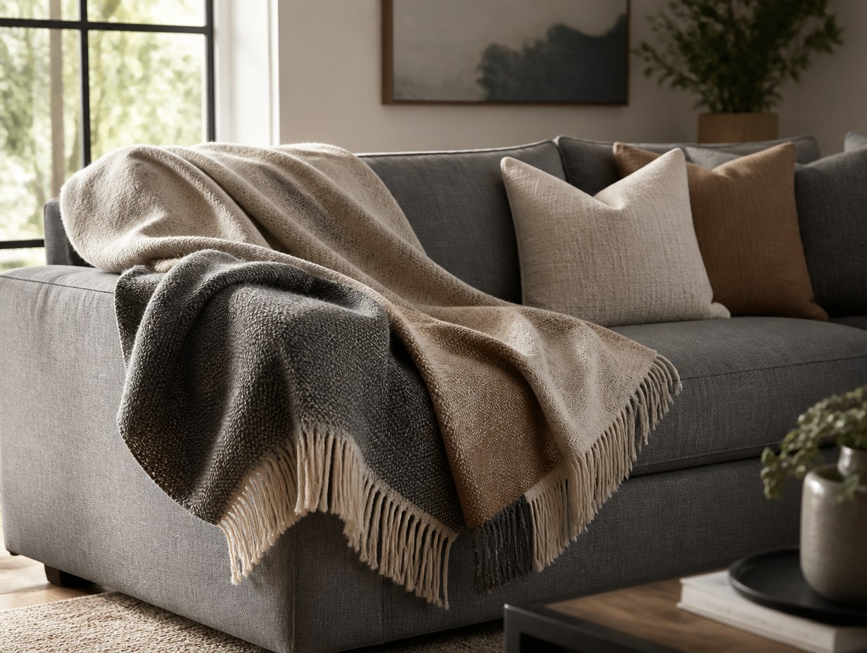 AI-generated couch throw mockup sample