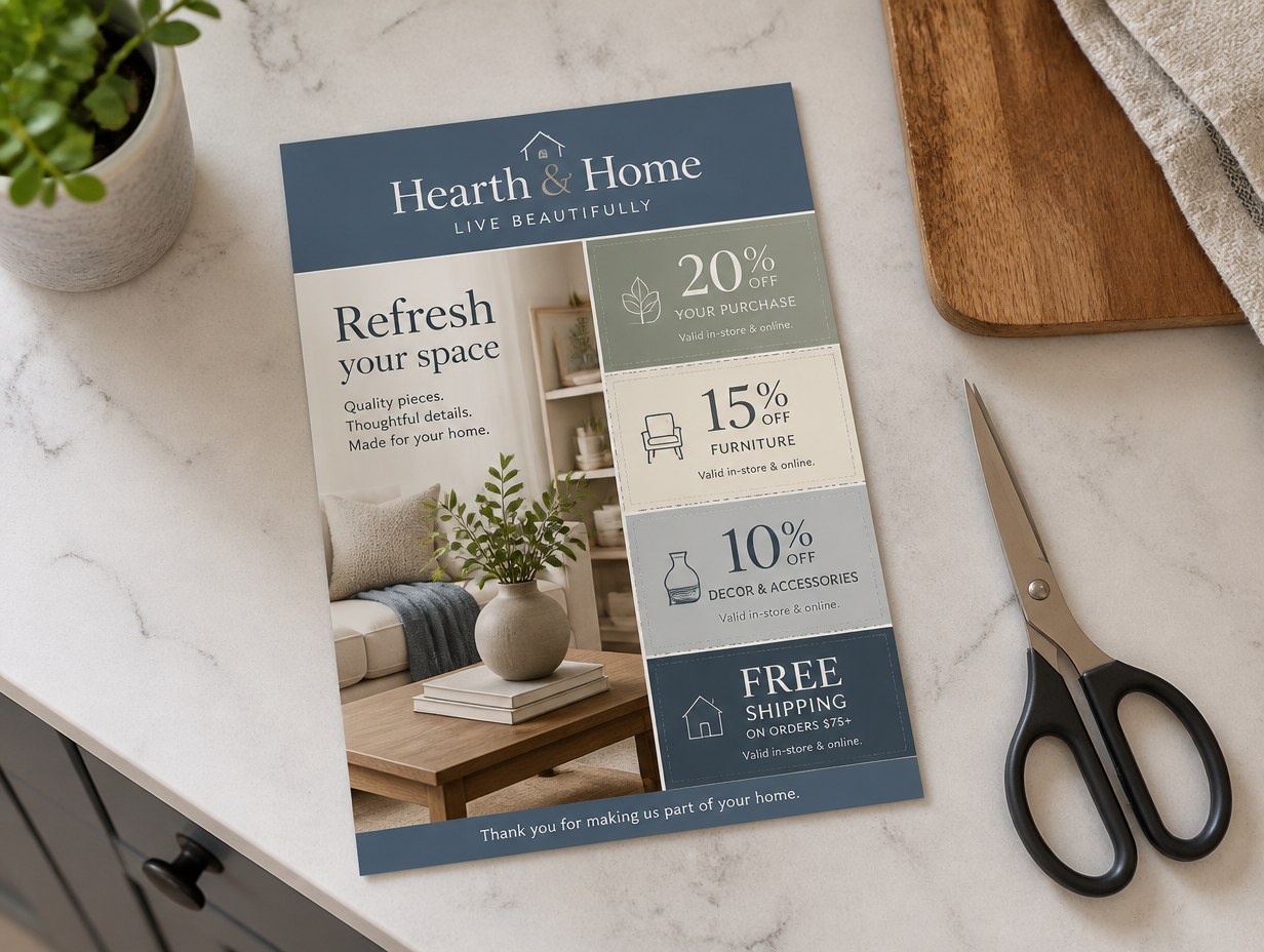 AI-generated coupon flyer mockup sample