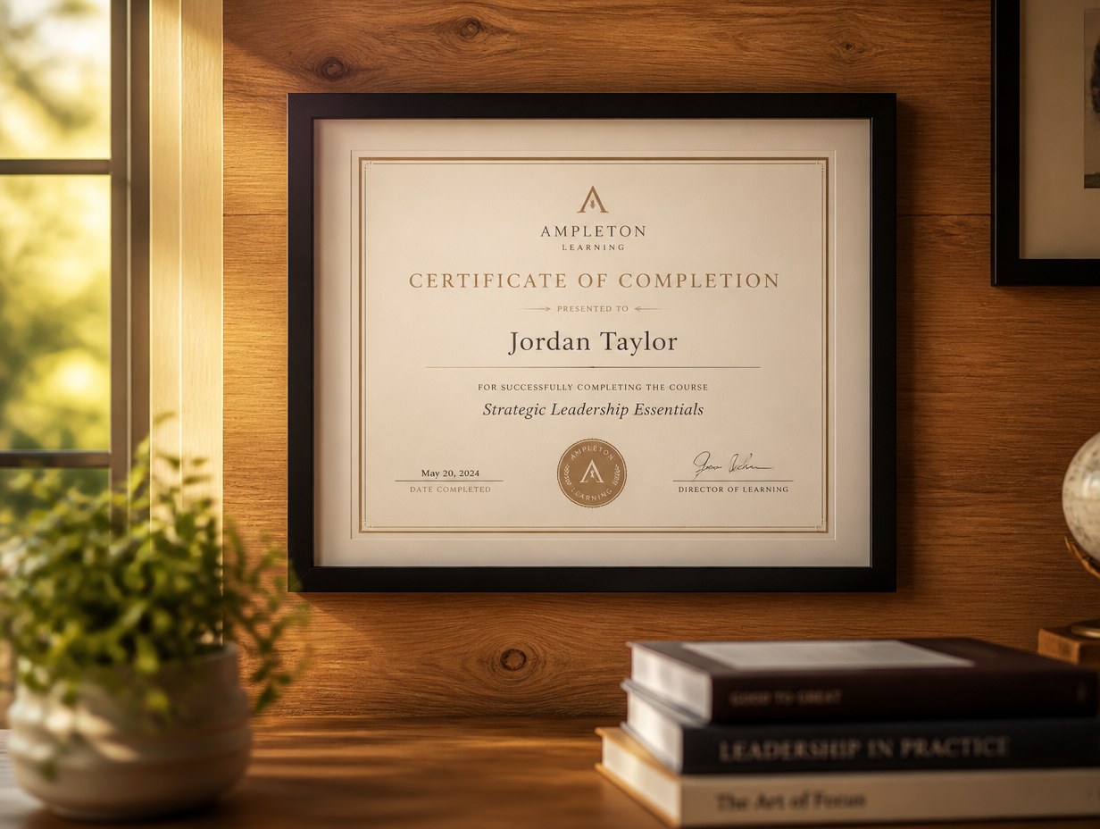 AI-generated course certificate mockup sample
