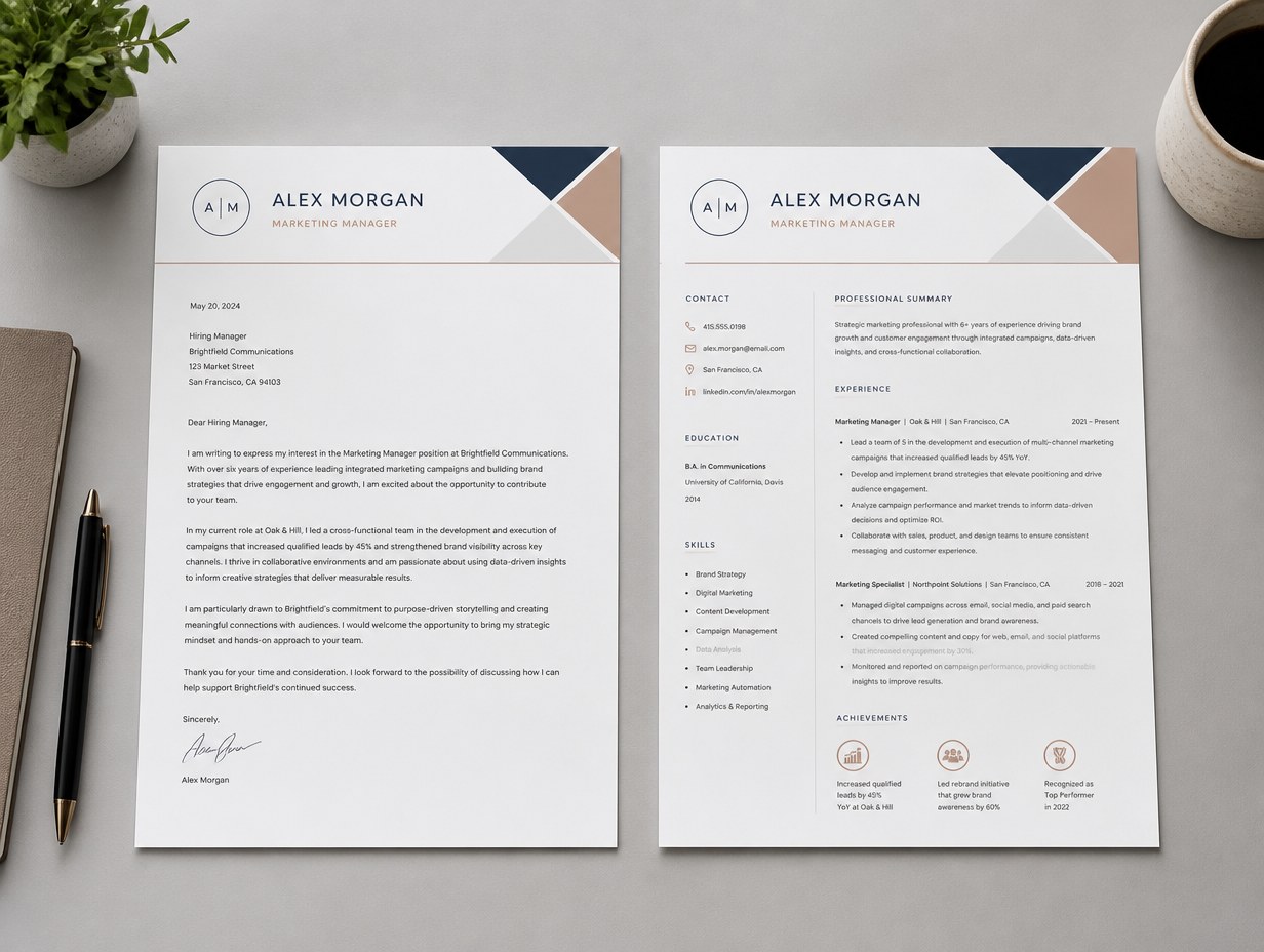AI-generated cover letter mockup sample