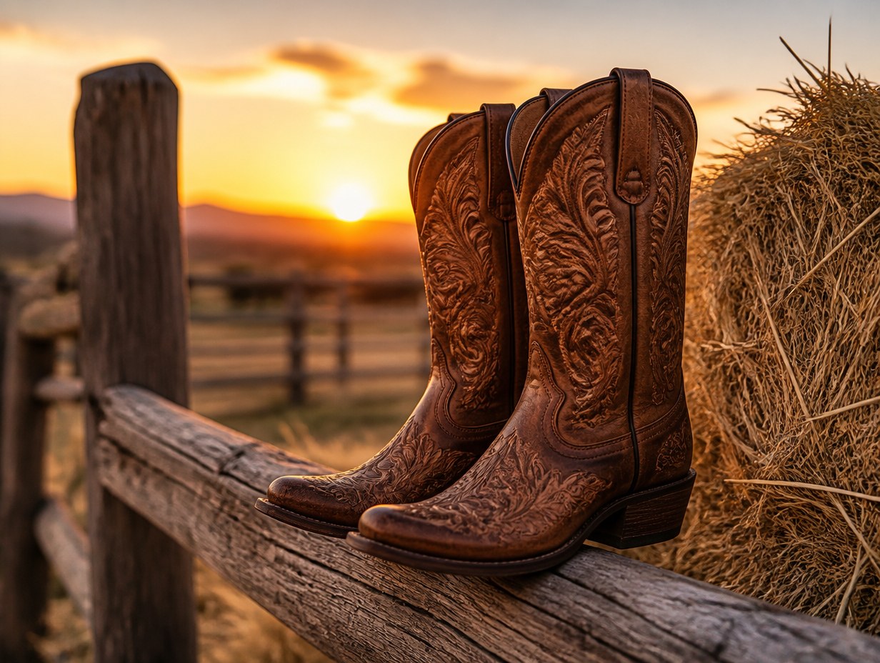 AI-generated cowboy boots mockup sample