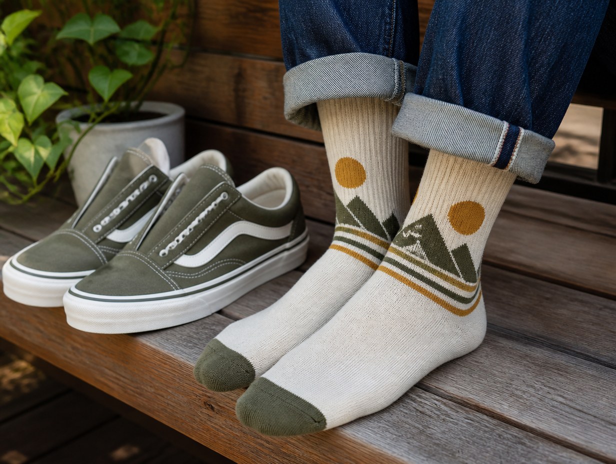AI-generated crew socks mockup sample